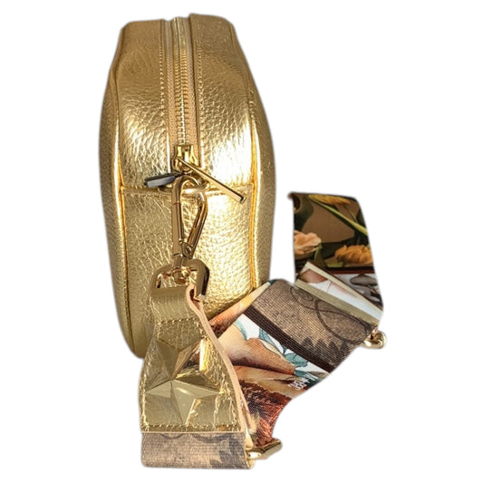 Borsa a spalla M BRC Massimo Braccialini Obona C106 pelle oro