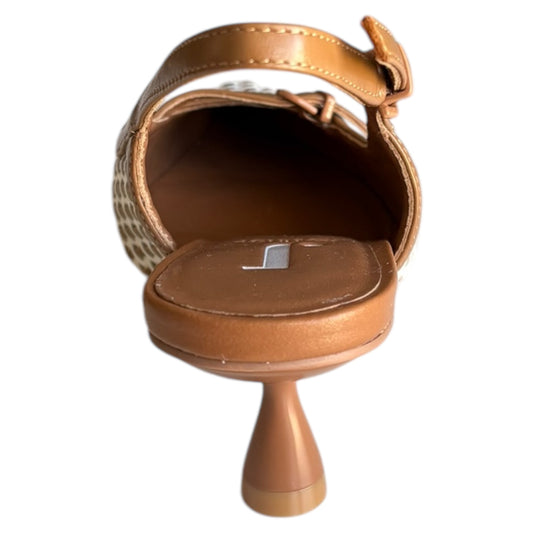 Decoltè aperto Jeannot in pelle intrecciata cuoio e bianco