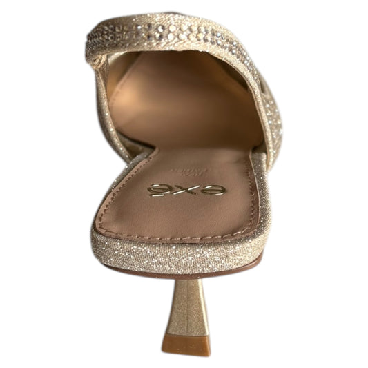 Scarpe donna Exè decoltè aperto in ecocamoscio e strass platino