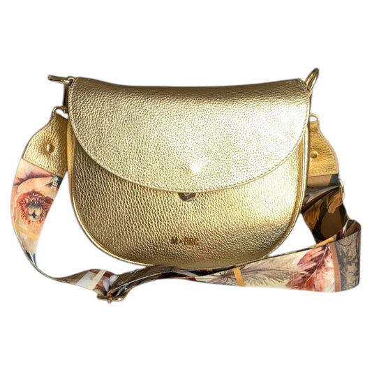 Borsa a spalla M BRC Massimo Braccialini Obona C078 pelle oro