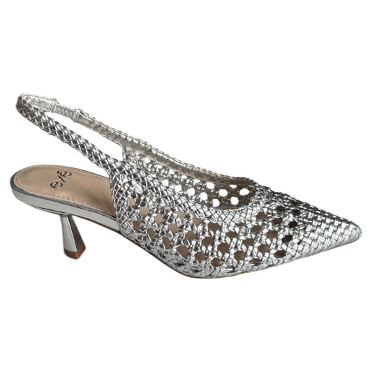 Decoltè donna aperto al tallone in ecopelle argento Exè Selena 851