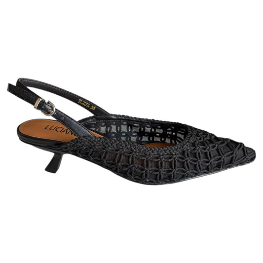 Scarpe donna Luciano barachini decoltè in tessuto e rete nera