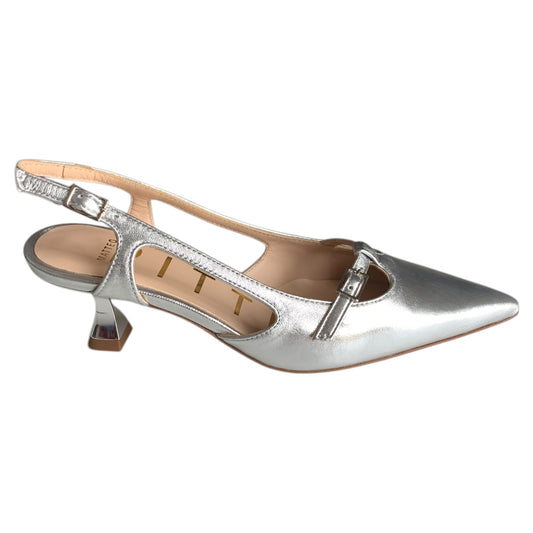 Slingback donna Matteo Pitti pelle laminata argento