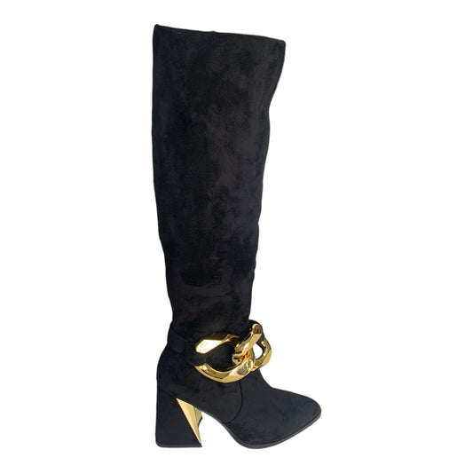 Scarpe donna Exè - Stivale lungo ecocamoscio elasticizzato nero